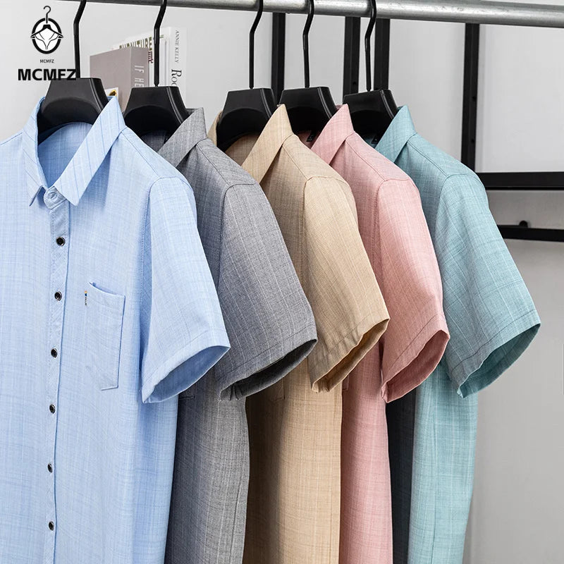 Men Casual Short Sleeve Shirt Anti Wrinkle Quick Dry Comfortable Fabric Business Daily Outdoor Travel Work Wear Blouse