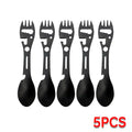 Camping Utensils Set Stainless Steel Outdoor Survival Gear 5 in 1 Tableware Travel Hiking Cutlery Fork Spoon Opener