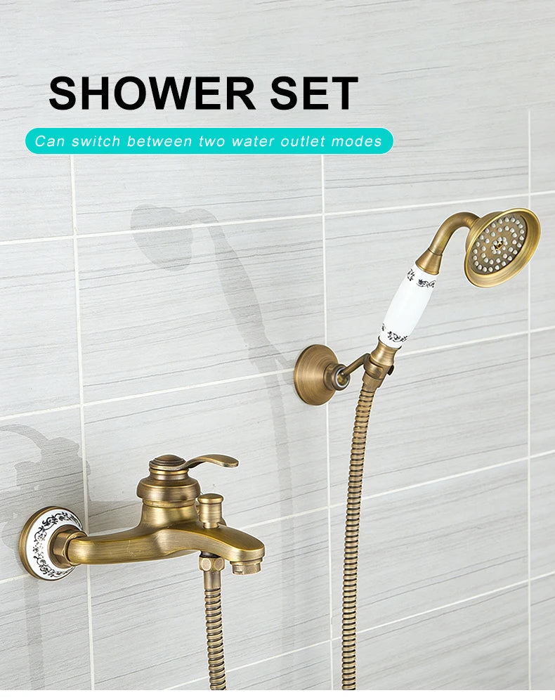 MOLI Wall mounted antique brass bronze brushed bathtub faucet with hand shower bathroom shower faucets torneiras 8306