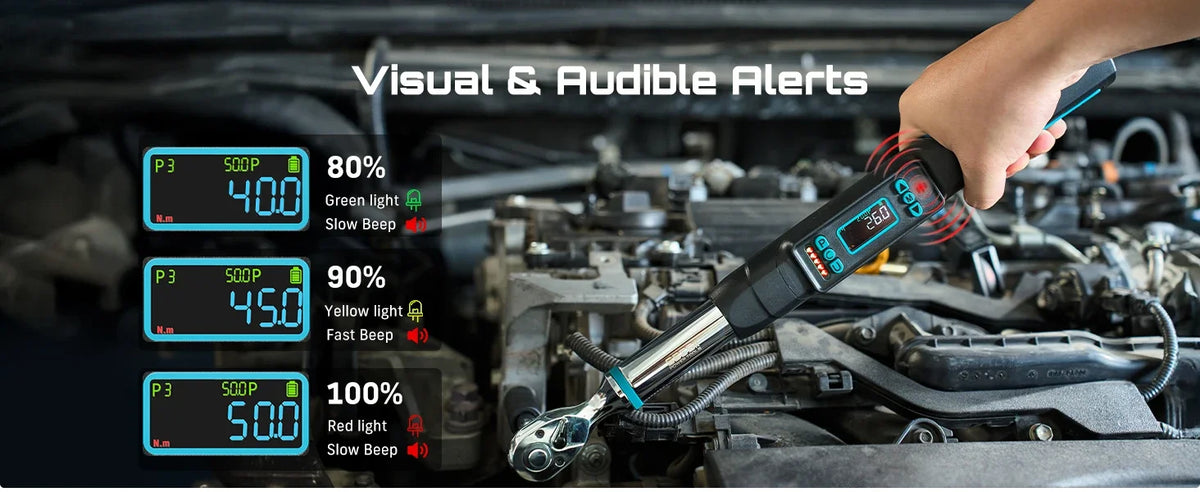 SEESII D2 Lite Pro 3/8" Digital Torque Wrench 220Nm LCD Display Real-Time & Peak Modes Preset & Data Storage Dual Alarm for Bicycle Car