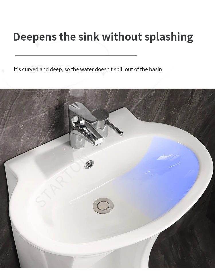 Ceramic Floor Mounted Wash Basin Pedestal Foot Washing Sink