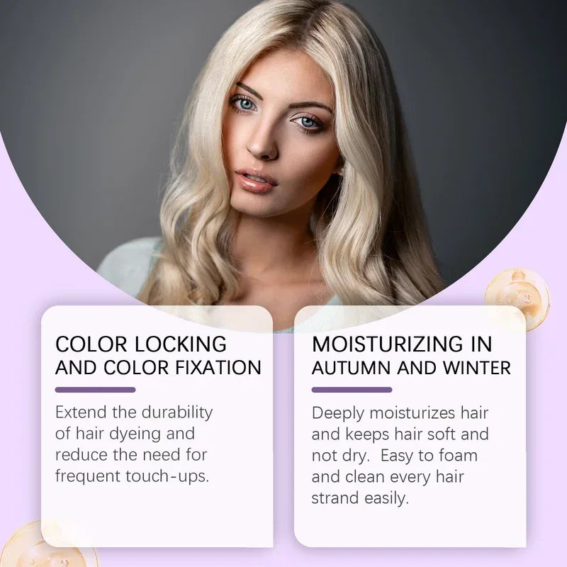 EELHOE Purple Toning Shampoo For Blonde Gray Strands Anti-Yellow Formula Lock Pigment Stop Fade Ideal Post-Bleach Salon Hair Car