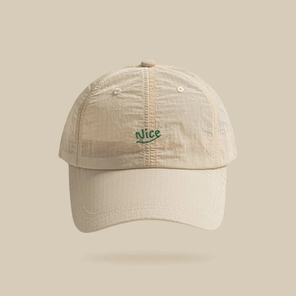 New Plaid Thin Sun Cap Quick-drying Breathable Baseball Cap Adjustable Letter Embroidery Sports Running Cap Men Women