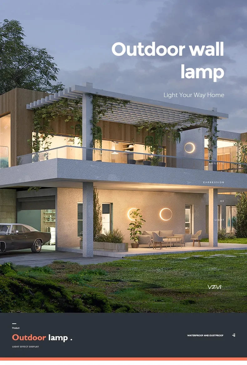 Outdoor Moon Wall Light Modern IP65 Waterproof Porch Garden Wall Lamp Patio Garage Door Antiwa Fixtures Lighting Decoration