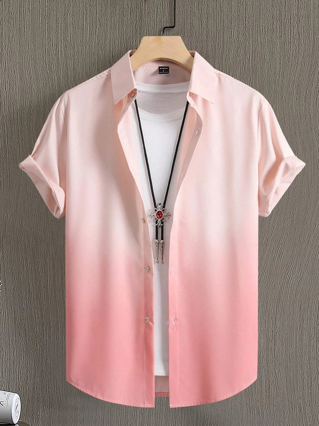 Hawaiian Men's Short Sleeved Shirt with Summer Gradient Design, 3D Graphic Printing, Loose Oversized Lapel Casual Shirt