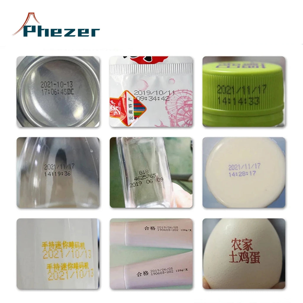 For Hp Phezer 2026 PC98 Mini Printer 28 Languages Portable Printer Handheld Inkjet Printer QR Bar Code Date Logo Expiry Date
