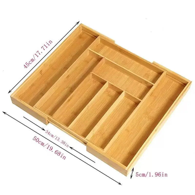 Adjustable Expandable Bamboo Drawer Organizer for Kitchen,Bedroom or Living Room-Ideal for Organizing Cutlery,Silverware& Knives