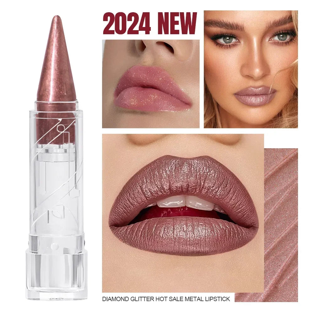 6Color Pearlescent Velvet Lipstick Pen Multipurpose Long-Lasting Moisturize Waterproof Brighten Glitter Lip Makeup Cosmetic Tool