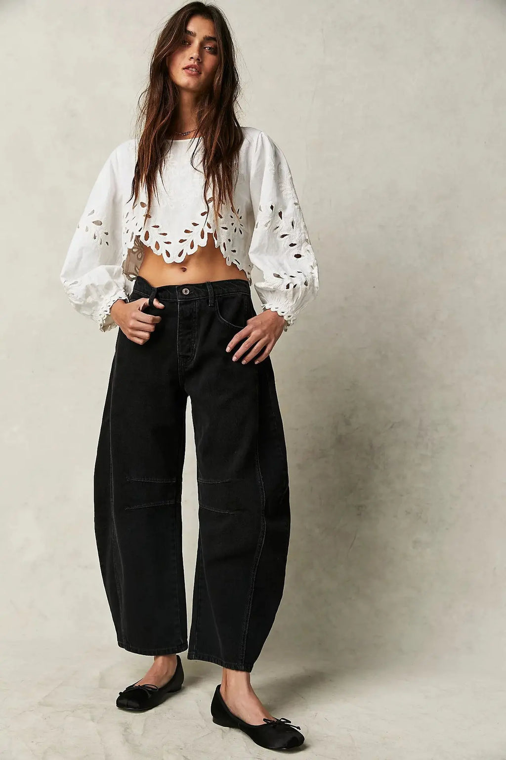 Cotton Denim Long Jeans for Women Trousers Casual High Waisted Jeans Cropped Pants Spring Summer Boho Beach Ladies Baggy Jeans