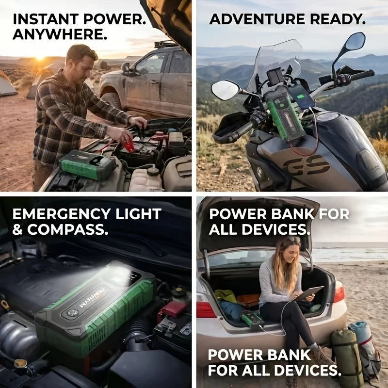 Car Jump Starter, 12V Auto Battery Booster,Portable Power Bank with Dual USB Ports, LED Emergency Light, Multi-Layer Safety Prot