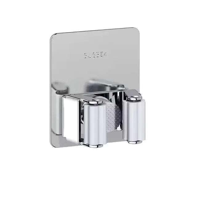 304 Stainless Steel Mop Clip Holder Bathroom Punch-free Mop Broom Brush Hanging Rack Strong Sticky Hook Wall Organizer Shelf
