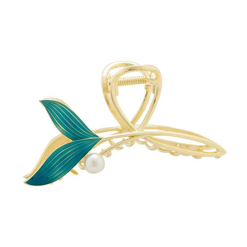 1/2pcs New Product Star Same Style Fish Tail Pearl Hair Clip Tail Clip High Grade Headwear Chinese Style Trendy Retro Grip Clip