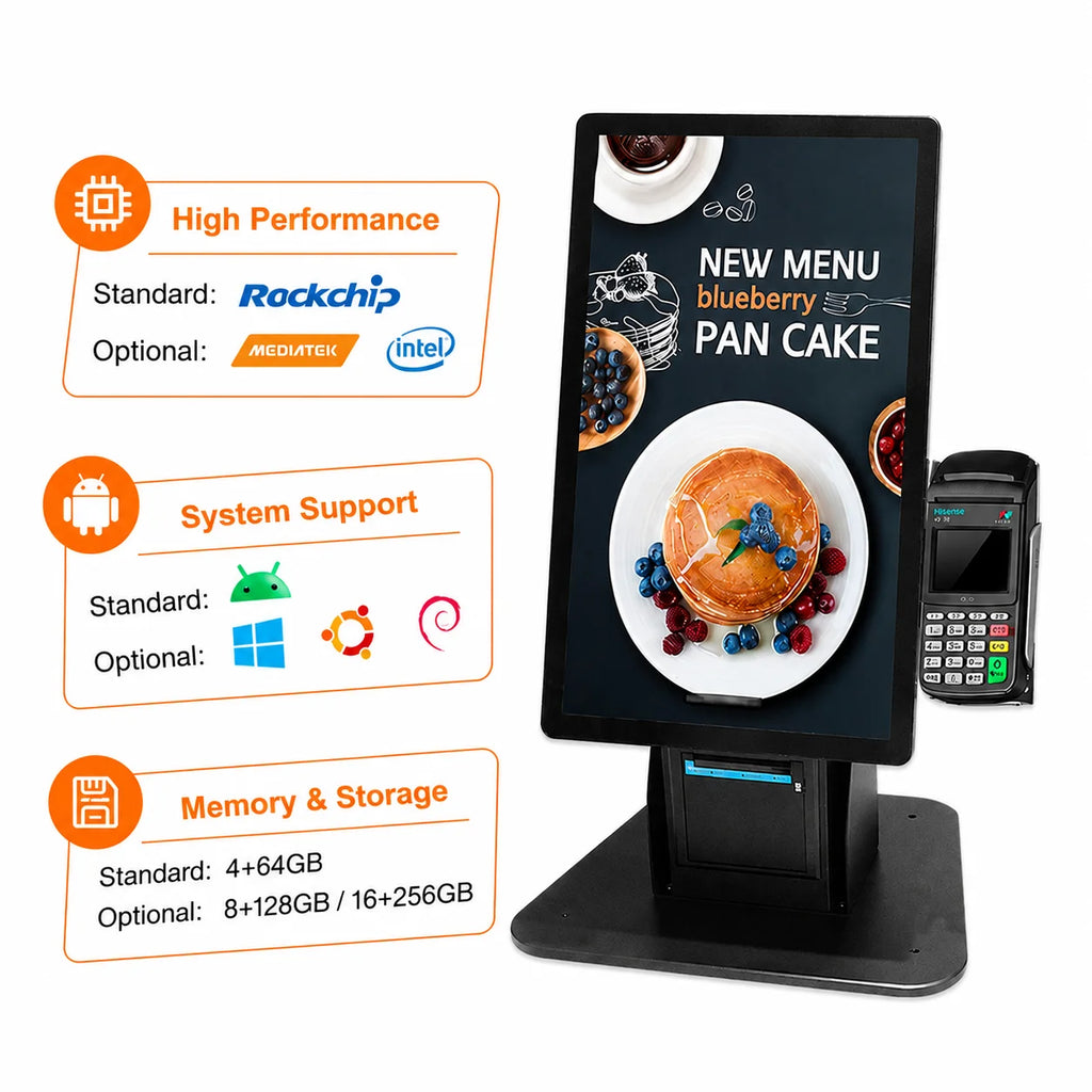 Hot Selling QR Code Scanner 21.5 Inch All in One Self Order Kiosk Android Desktop Customized Payment Kiosk