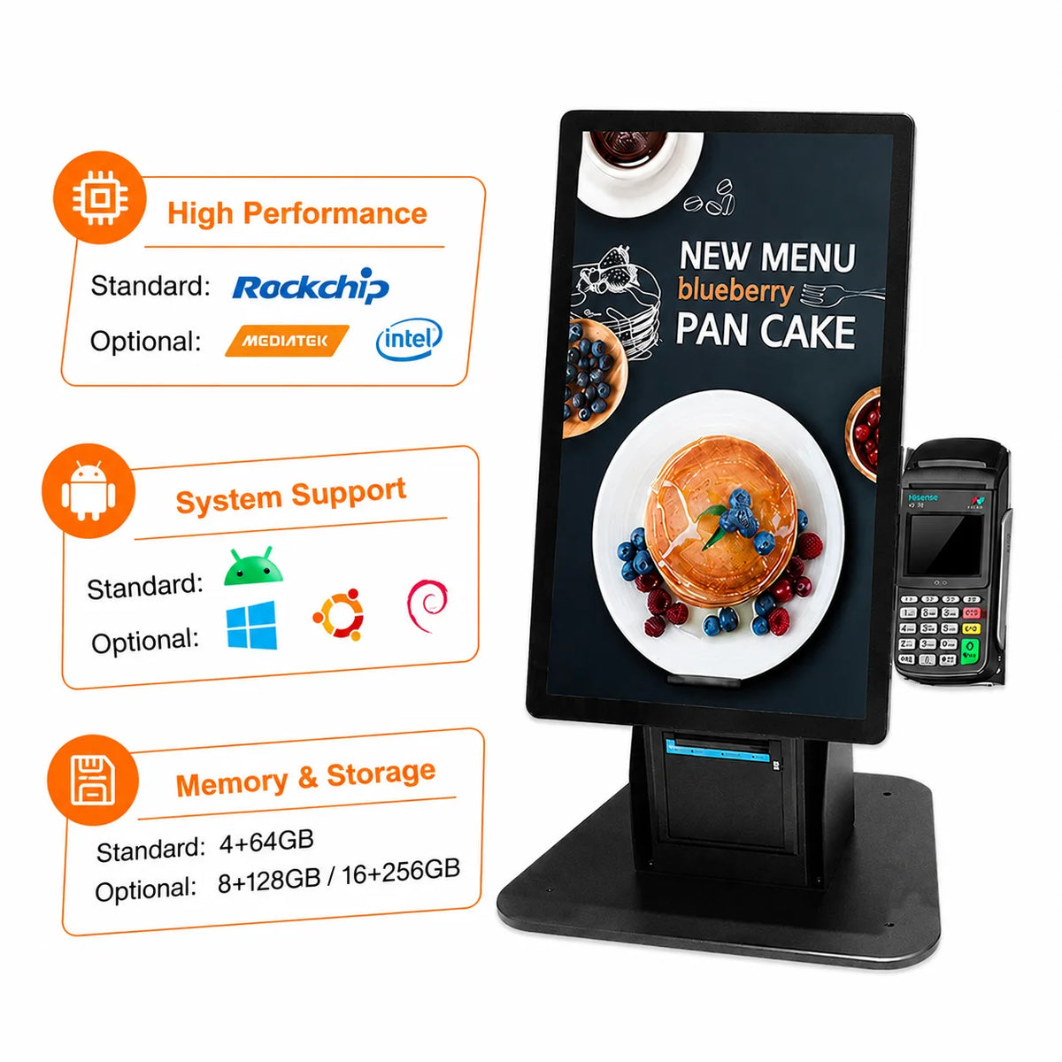 Hot Selling QR Code Scanner 21.5 Inch All in One Self Order Kiosk Android Desktop Customized Payment Kiosk