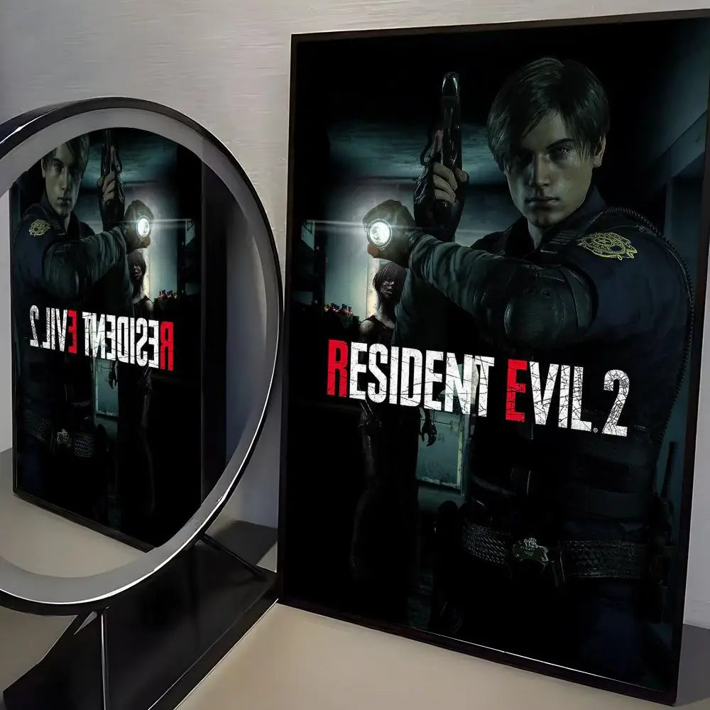 R-Resident Evil Game Poster Home Living Bed Room Bar Hallway Sticky Wall Art Printing Aesthetic Decor