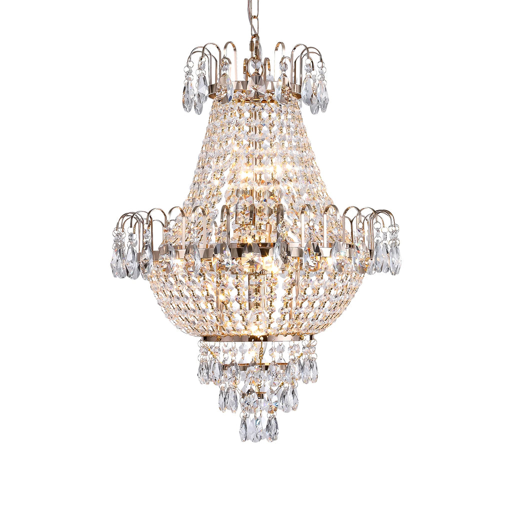 ARLGSITE Luxury Gold Crystal Chandelier Elegant Dazzling K9 Crystals Ceiling Light for Living Room Dining Room Hallway-Gold