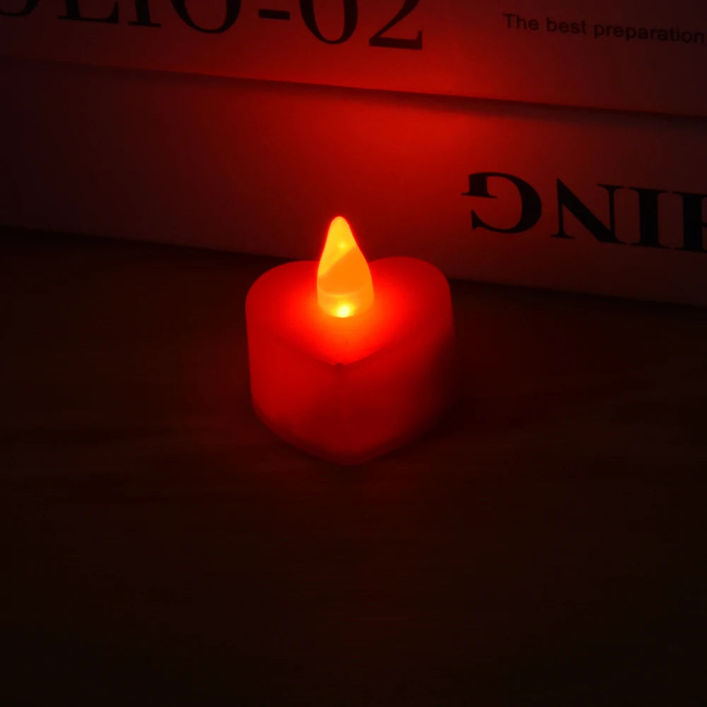 Flameless Led Candle Heart-shaped Electronic Battery-Power Tealight Candles for Home Christmas Party Wedding Decoration
