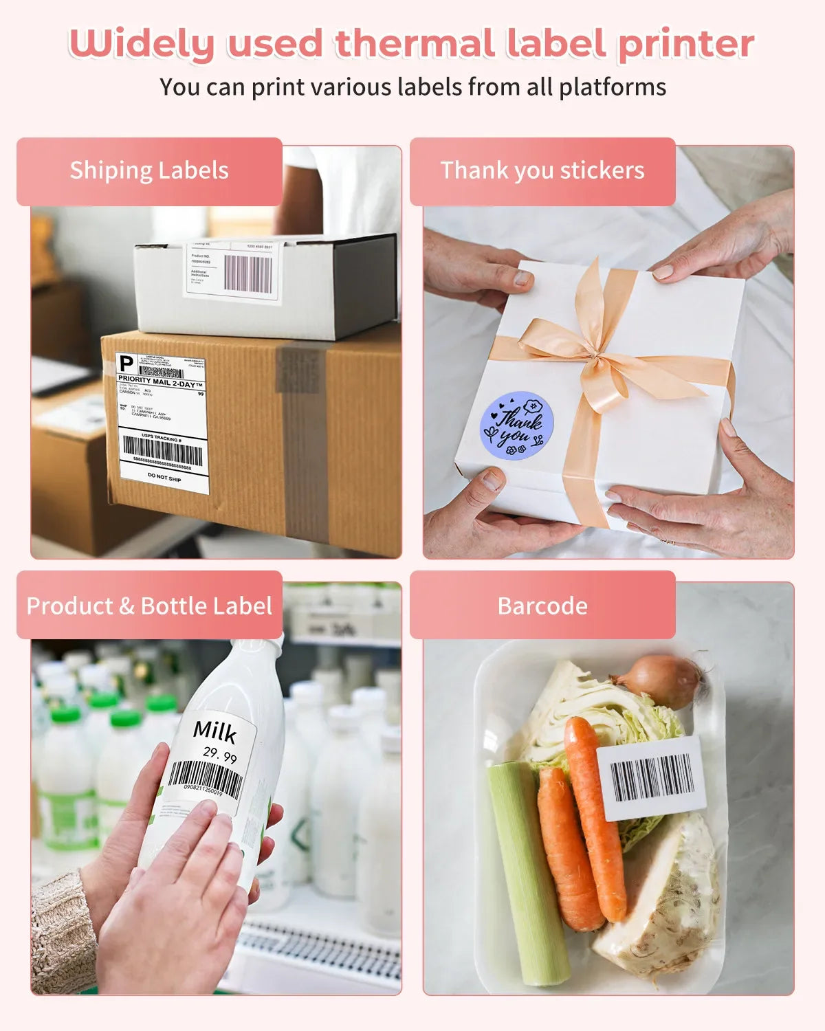 Phomemo PM246S Portable Wireless Label Sticker Thermal Printer Waybill Label Thermal Printer Mini Impresora Portatil