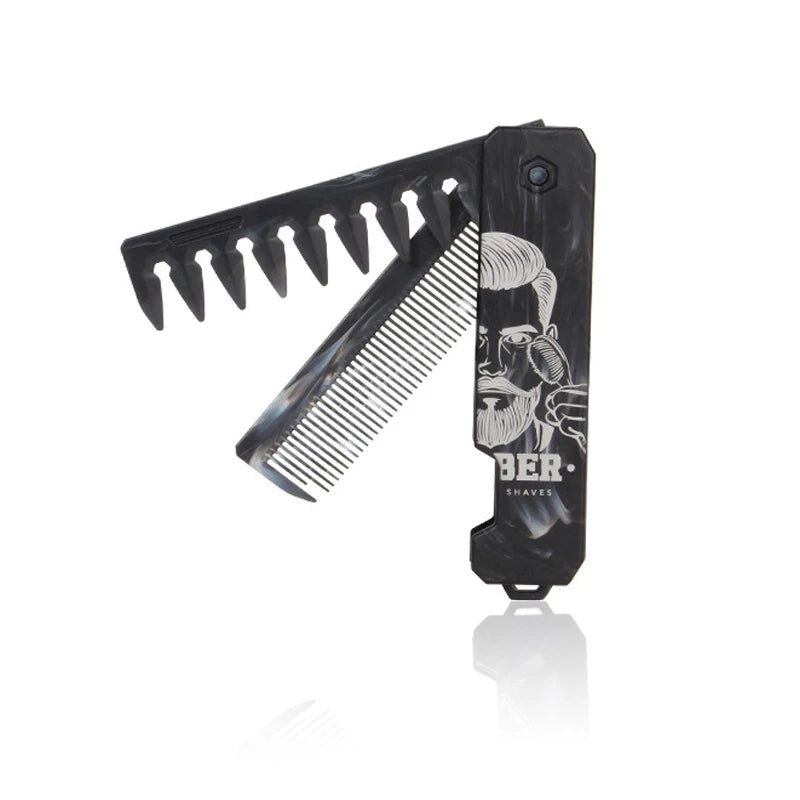 New 1/2/3 in 1 Pocket Folding Combs Plastic Wide Tooth Oil Head Comb Beard Combing Barber Clipper Comb Salon Hair Styling Tools