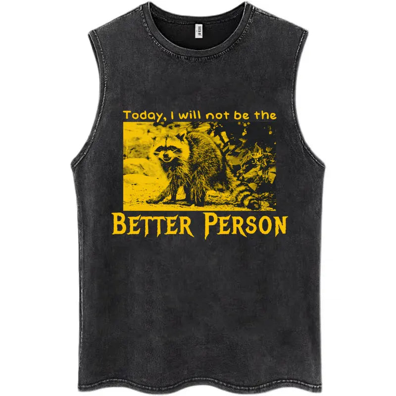 Japan I Alone Pigeon Vintage Washed Tank Top Men Women Personality O-Neck T-Shirt Casual Cotton Oversized Sleeveless Streetwear