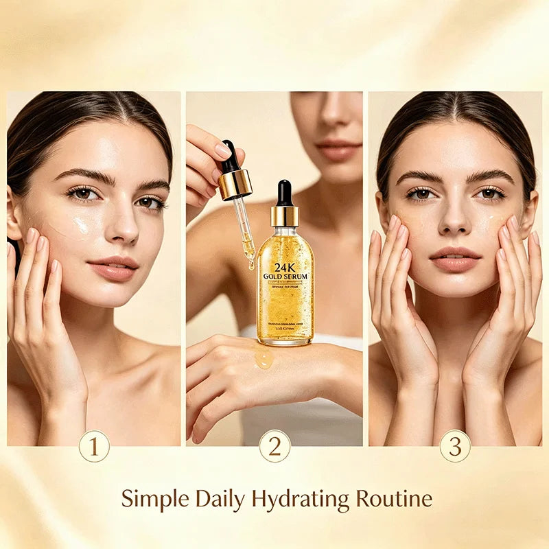 Face Serum Nicotinamide 30ml Hydrating Skin Care 24K Gold Smoothing Texture Daily Gentle Luminous Complexion Dewy Glow Nourish