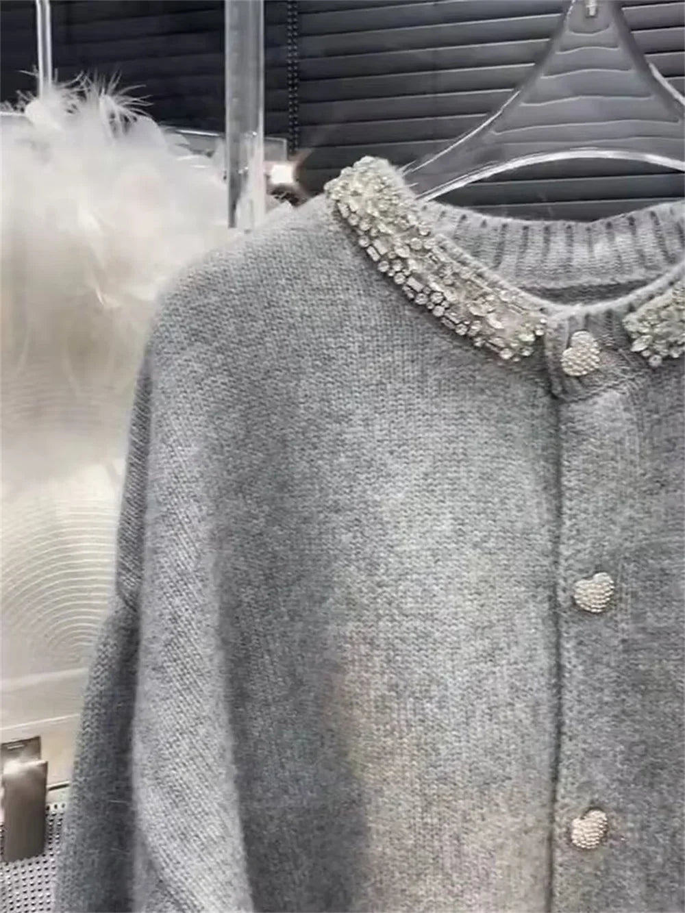2025 Women Clothing Oversized Cardigan Jackets Diamond O-neck Vintage Casual Knitted Sweater Tops Pull Femme Cardigans Sweater