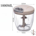 Manual Garlic Chopper & Vegetable Slicer – 500/1000 ml Fruit Crusher, Kitchen Blender & Meat Grinder