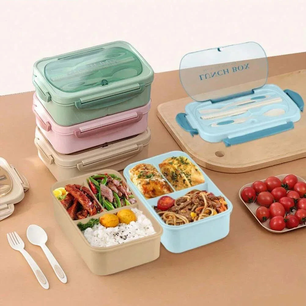 Adult Bento Box with 3 Compartments Lunch Container for Men Women Portable Lunchable Food Storage Back To School Microwave Safe