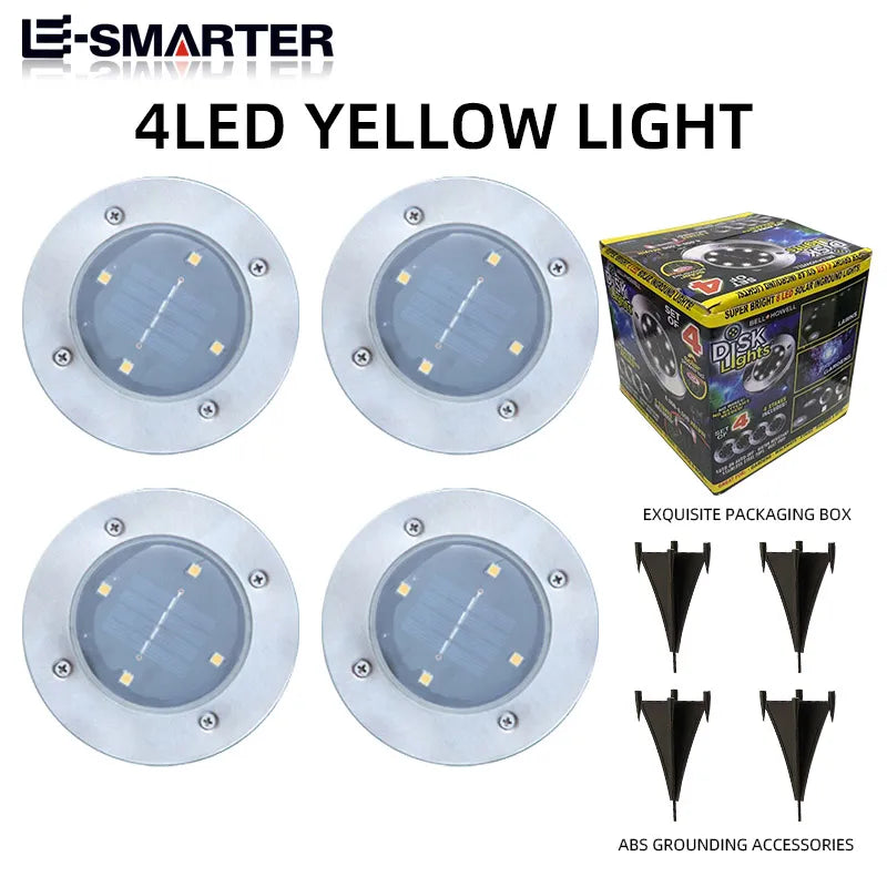 4/8LED Solar Underground Light Solar Power Disk Lamp Waterproof Outdoor Spotlight Buried Deck Light Lawn Garden Decoration