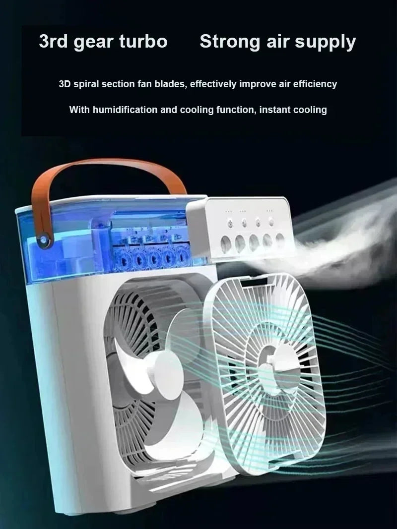 Fan Portable Air Cooler Conditioner Humidifier with 500mL Water Tank Quite Mist Water Spray Fan for Home Room Camping Car Office