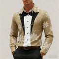 Men's Christmas long-sleeved shirt, 3D high-definition printed Christmas tree pattern, lapel button men's shirt, party wear