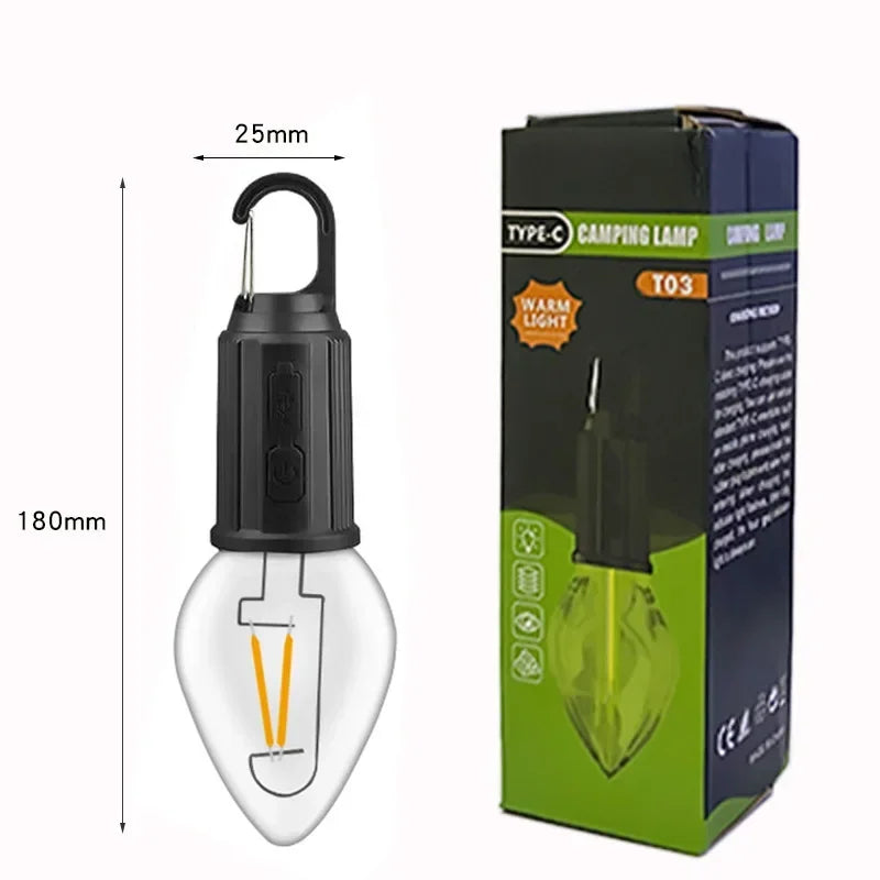 LED Lamp Bulbs Portable Camping Lights Outdoor USB Charging Night Lights Waterproof Flashlight Essentials Emergency Lighting