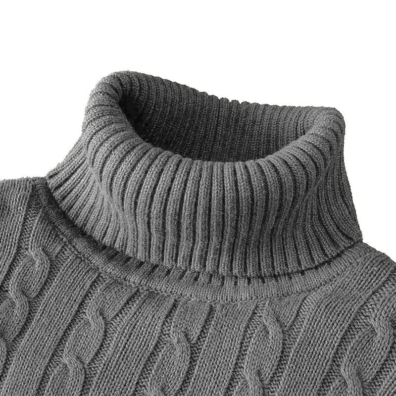 Outdoor Men's Long Sleeve Knitted Sweaters Slim Fit Turtleneck Sweater Casual Pullover Sweater Winter Basic Heavyweight Top
