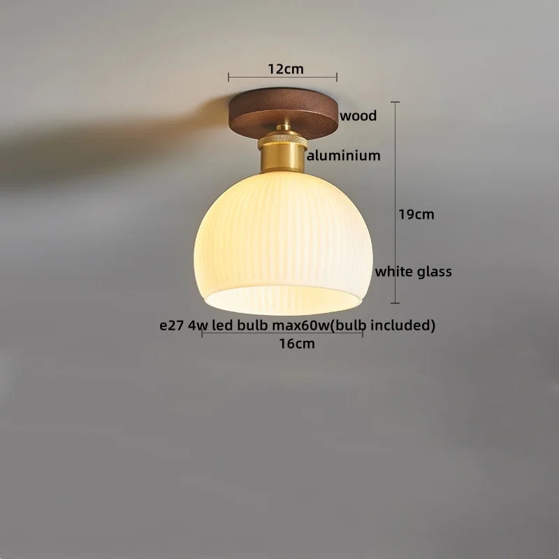 IWHD Walnut Copper LED Ceiling Lights Decoration Aisle Corridor Living Room Light Home Lighting Modern Ceiling lamp Luminaria