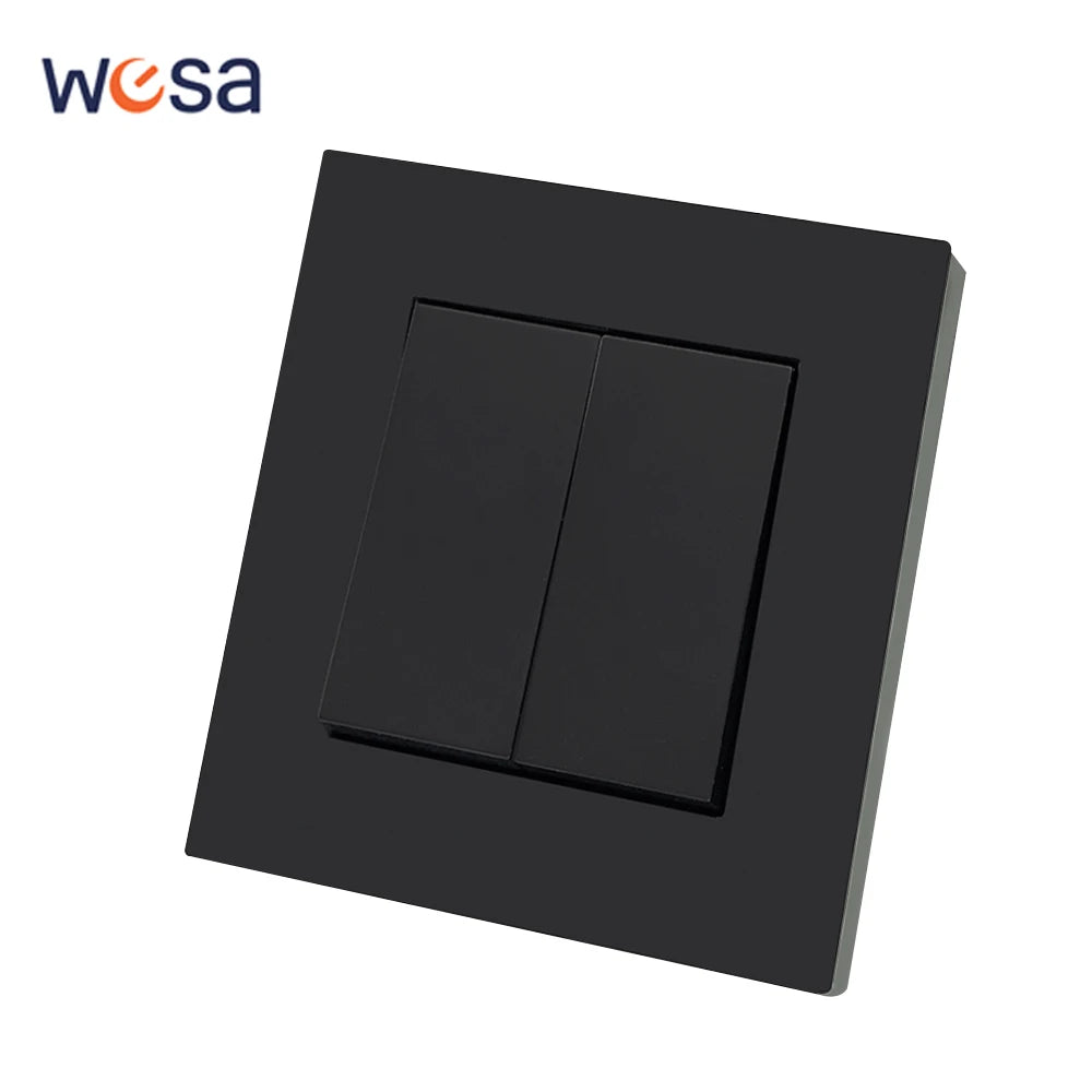 WESA Black Frosted Wall Light Switch Flame Retardant Plastic 1 Gang 1 Way Europe Standards Wall Rocker Button Switch On And Off