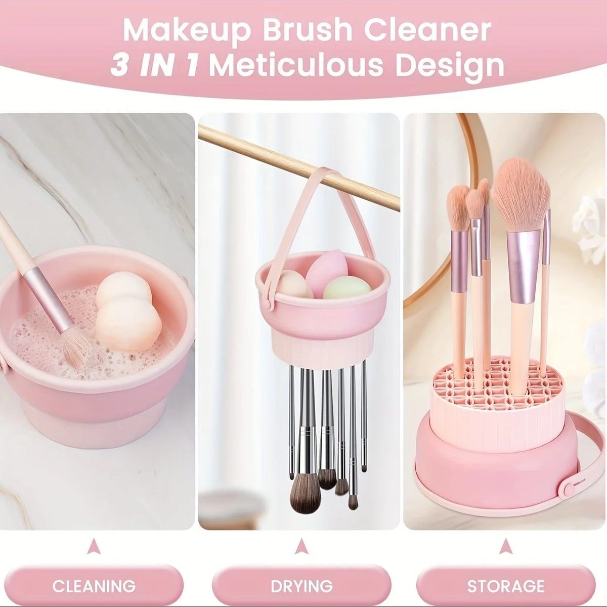 Silicone Makeup Brush Cleaning Bowl Tool Set - Powder Puff Washer and Sponge Storage Artifact for Efficient Makeup Tool Cleaning