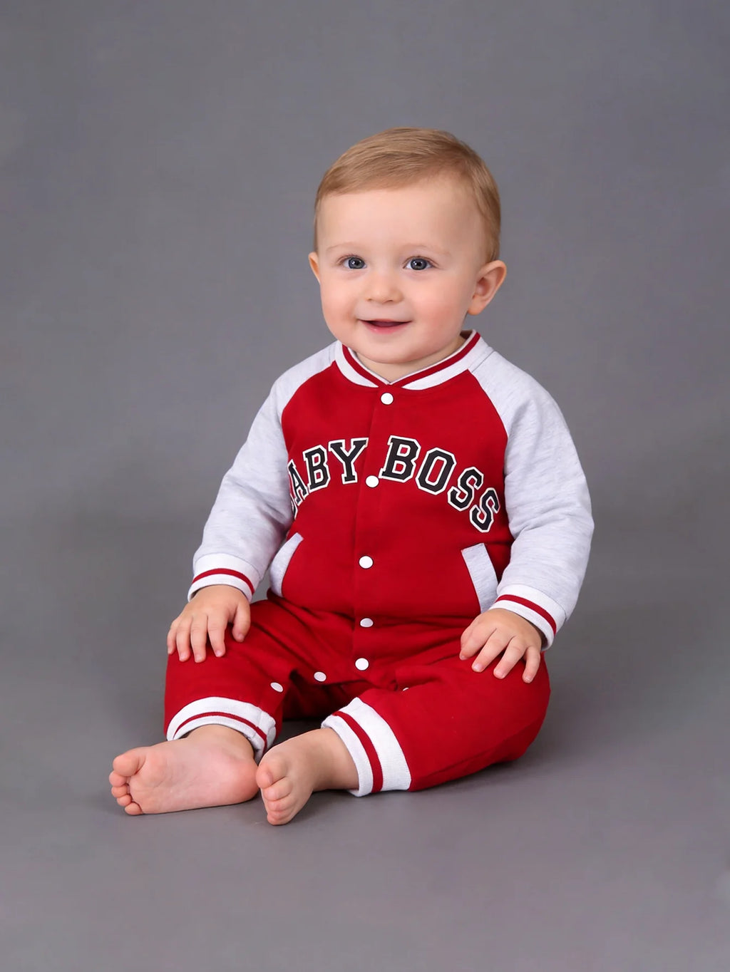 Cute Personalized Baby Boy Jumpsuit Fashionable Letter Print Long Sleeved Round Neck Comfortable Clothing for Infants