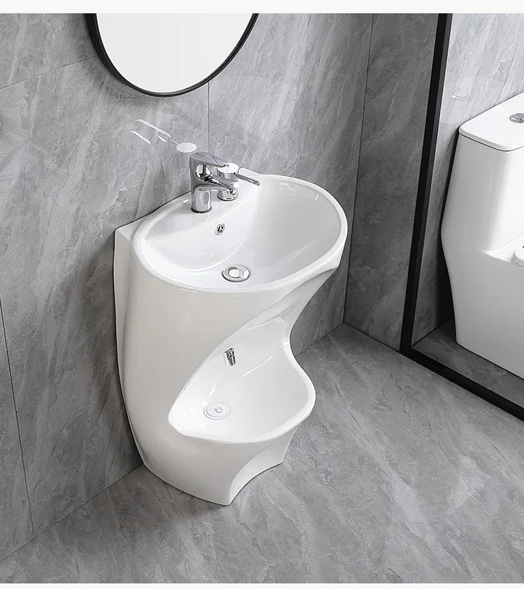 Integrated hand and foot washing basin - ceramic washbasin Интегрированная раковина для мытья рук и ног — керамическая раковина