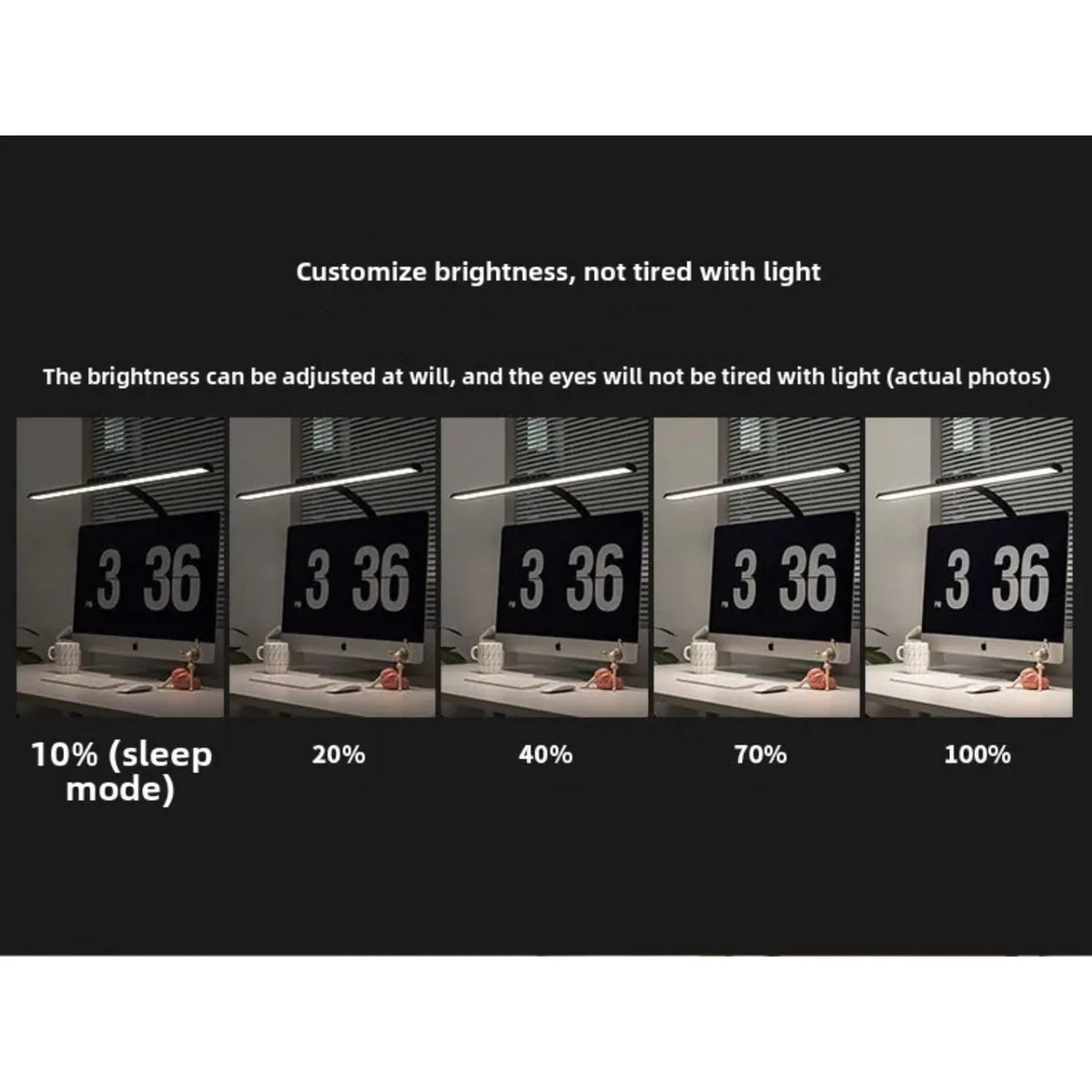 24W LED High Brightness Desk Lamp with Touch Remote Control Eye Protection Long Arm Clip-On for Student Computer Work Lighting