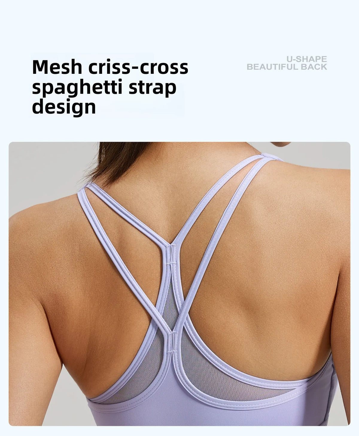 Women U Neck Fitness Crop Top Crossback Sports Bra Fixed Cups Vest, Shockproof Gym Running Workout Yoga Top
