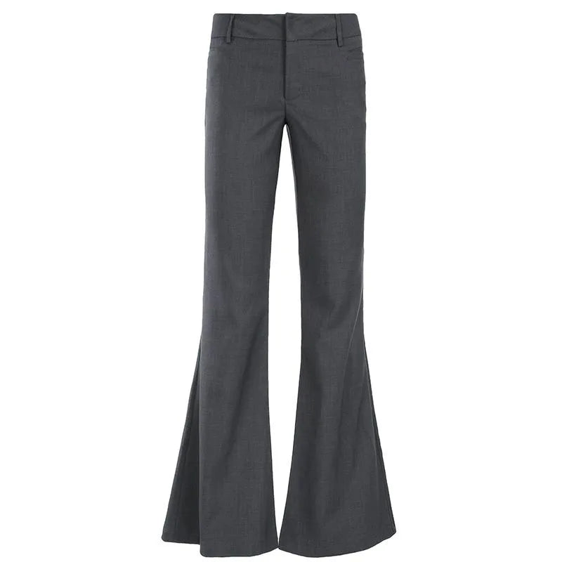 American Low Waist Bell Bottoms Y2K Fashion Streetwear Slim Wide Leg Pants Spring New Simple Basic Solid Ladies Suit Trousers