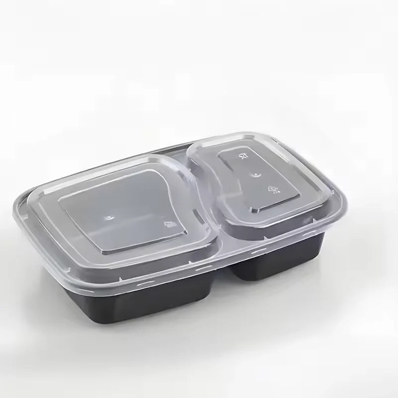 10/20PCS Disposable Plastic Two Compartment Lunch Box With Lid Fast Food Box Portable Lunch Container Suitable Dinner Party