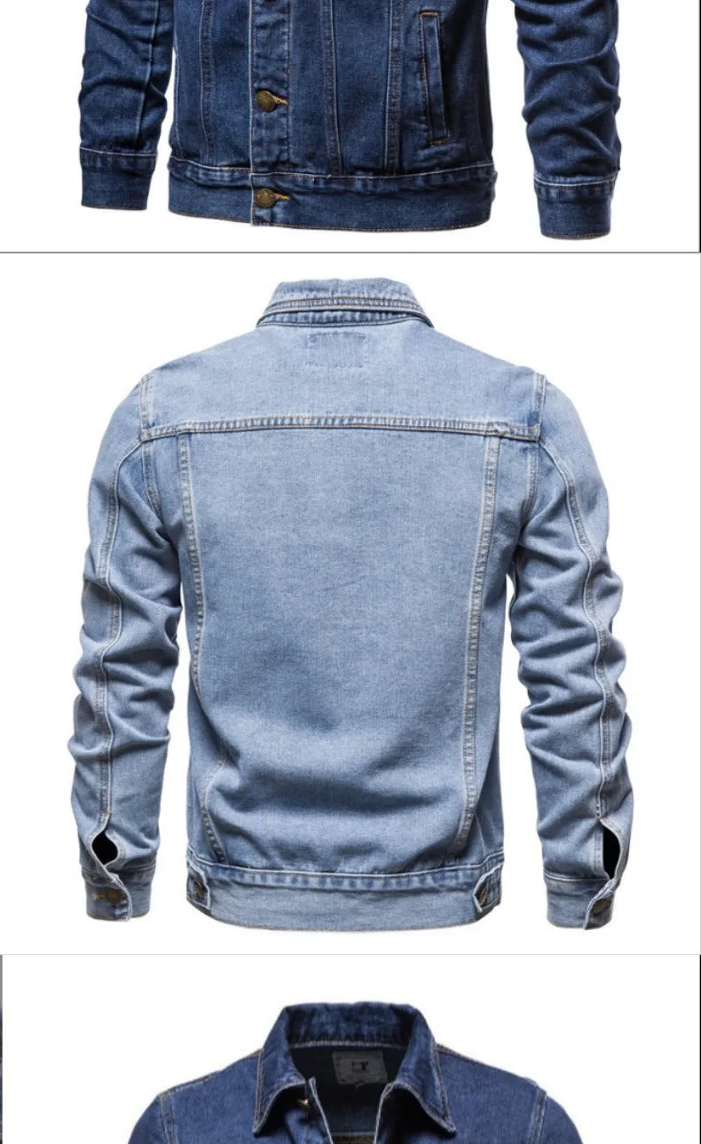 New Spring-autumn-winter Men's Denim Jacket, Japanese-style Casual, Youthful and Trendy Workwear Denim Coat, Men's Clothing