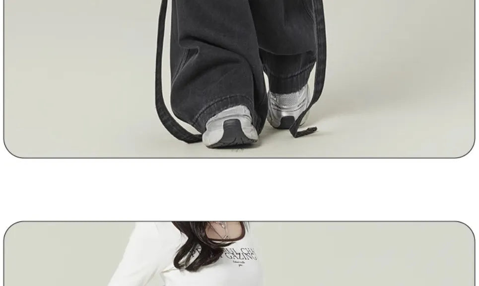 Black Gray Multi Pocket Cargo Jeans Women's Y2K Gothic Baggy Harajuku Oversize Denim Trousers Washed Straight Leg Wide Leg Pants
