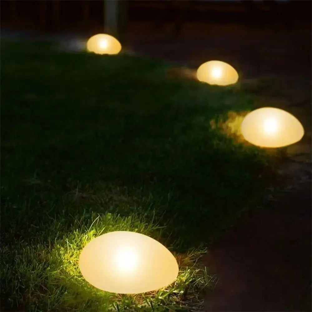 LED Solar Stone Light Solar Powered Decorative Frosted Glass Ground Lamp Waterproof Outdoor Waterproof Lantern Garden