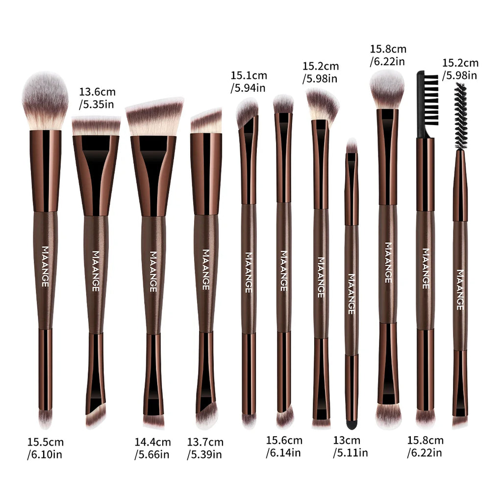 MAANGE 11pcs Makeup Brush Double Head Facial Makeup Brush Contour Brush Eyeshadow Brush Halo Dye Brush Detail Brushes Beauty Kit