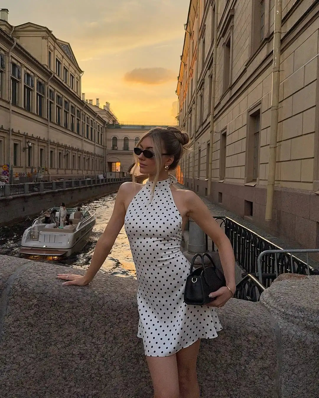 Retro Backless Polka Dot Halter Dress Women Sleeveless Off Shoulder Lace Up Slim Mini Dresses Lady Holiday Party Vestidos 2026