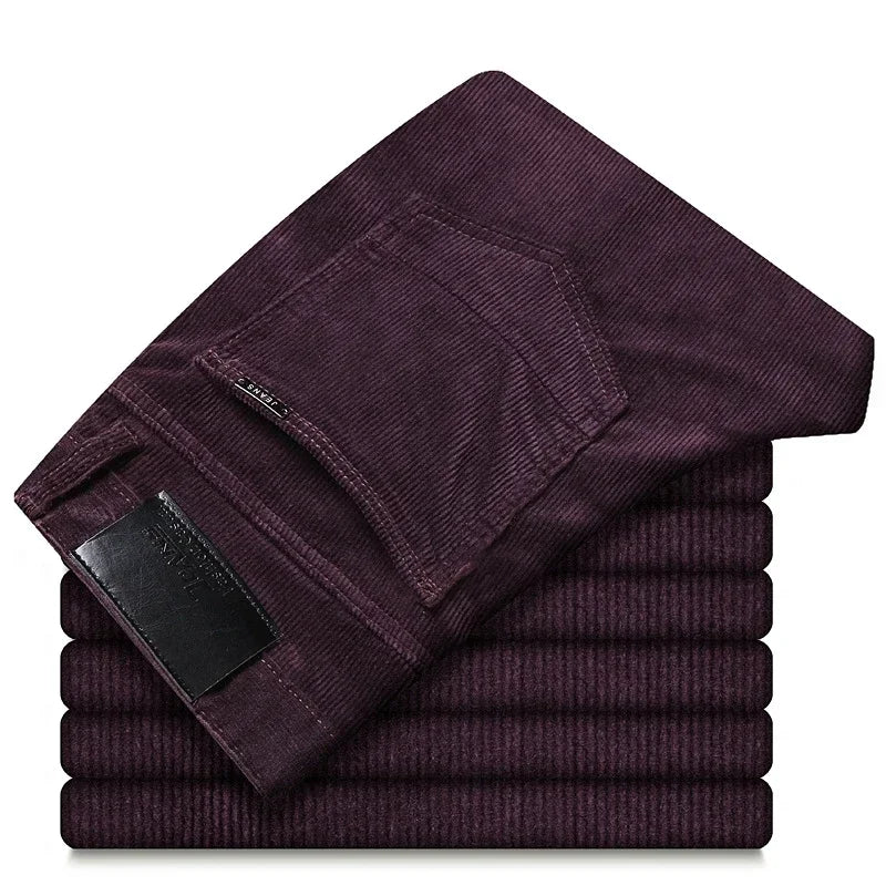 6 Color Men's Corduroy Casual Pants 2022 Autumn Winter New Style Business Fashion Stretch Regular Fit Trousers Male Clothes