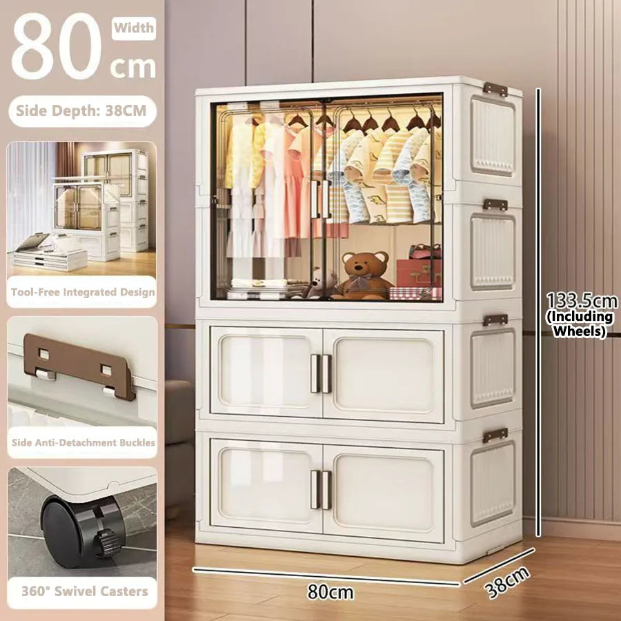 Folding Storage Cabinet Wall Mounted Foldable Locker Compact Organizer for Home Office Space Saving Design