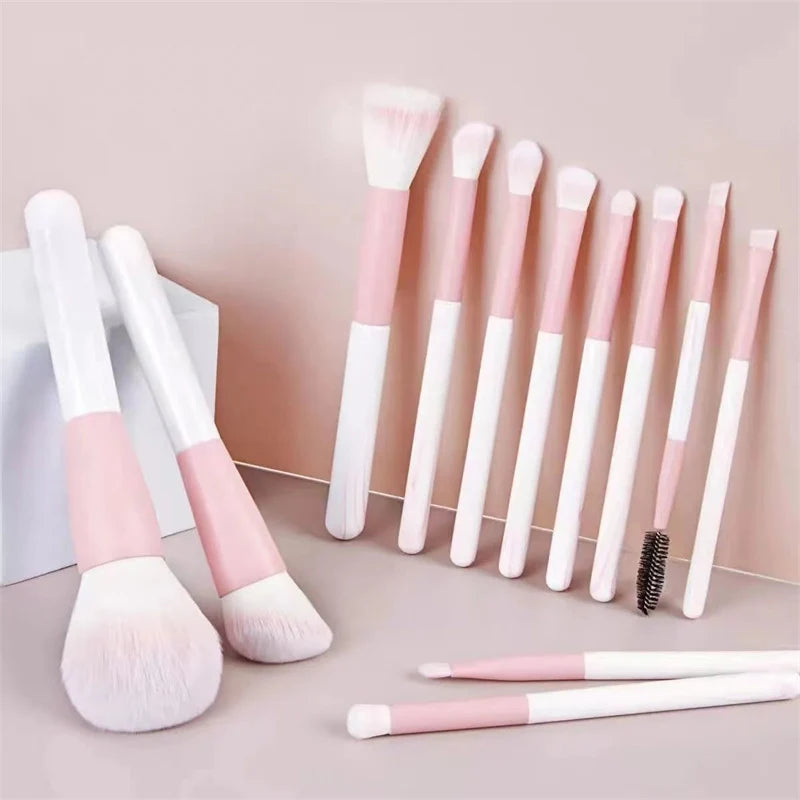 12pcs Makeup Brushes Set Portable Foundation Powder Blending Blush Concealer Synthetic Fiber Bristle Brush Blending Makeup Brush